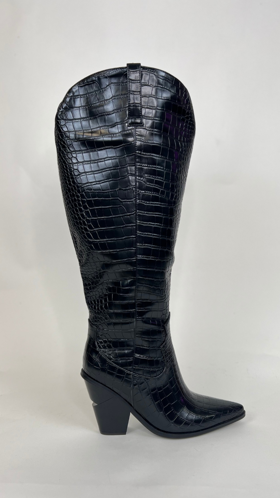 NYLAH COWGIRL KNEE HIGH - BLACK
